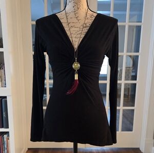 Black Long Sleeve Twist Top